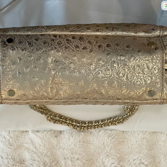 Rebecca Minkoff Ostrich Swing Bag Metallic Champagne Leather - Picture 7 of 15